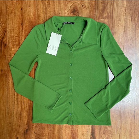 Zara Tops - Zara Women’s Green Button Down Dress Shirt Size S NWT